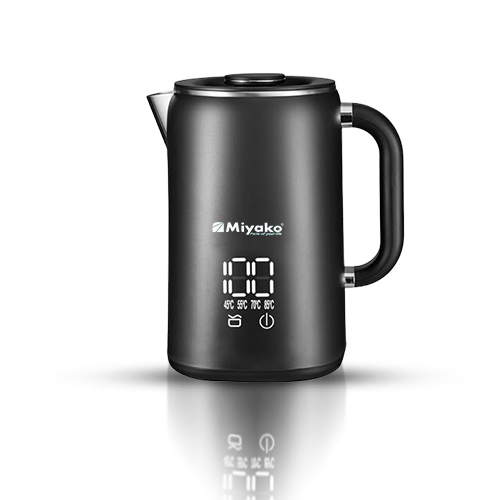 Miyako Electric Kettle-Cordless Cool Touch 304 Stainless Steel Interior-BPA-Free-Triple Layer- Digital Touch Display-Hot Water Boiler, 1500W Tea Kettle with Auto Shut-Off & Boil Dry Protection-Mk -20 Dg Bs-2 Ltr