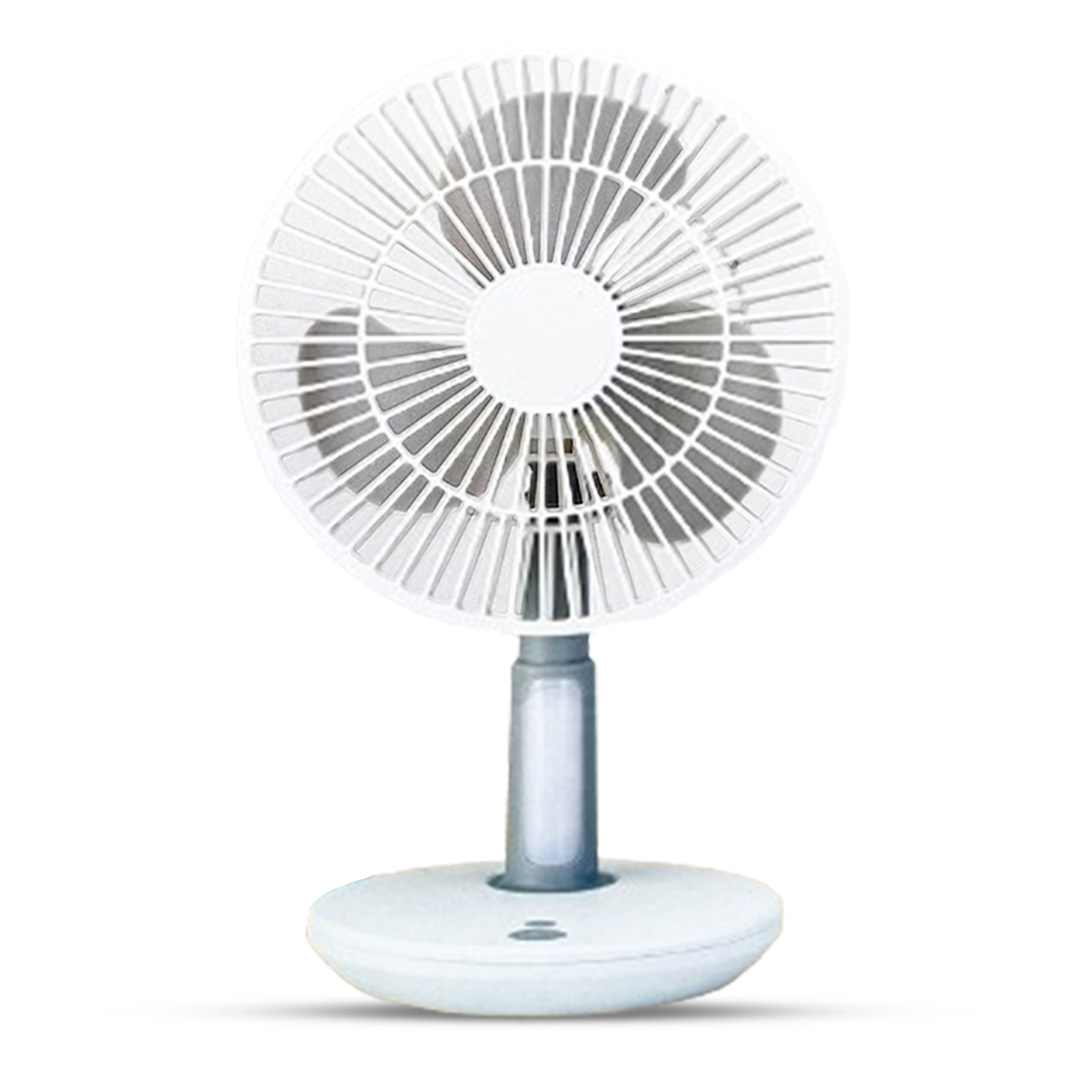 Niyama Kingsan Solar Charging Option USB Rechargeable Portable Table Fan LED Light Multi-function Fan Stand Desk Fan-7"