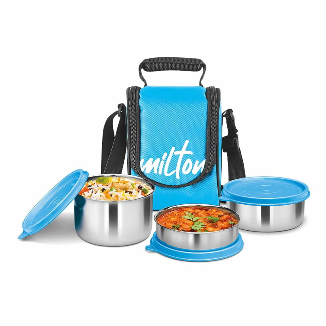 MILTON Tasty  Lunch Box with Insulated Fabric Jacket, 4 Stainless Steel Containers Leak-Proof Tiffin Lunch for Office, College, Picnic