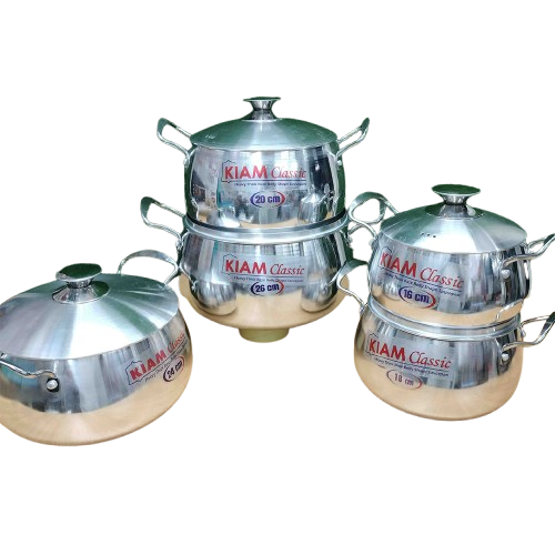 Kiam Heavy Thick Base Belly Shape Saucepan  Set 10 in 1- 10 pcs set