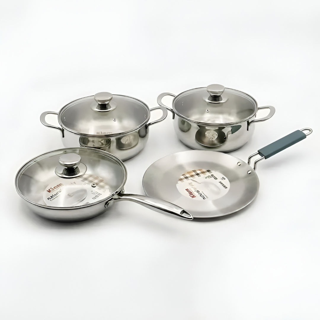 Kiam Premium Natural Tri-Ply Stainless Steel-7Pcs Cookware Set