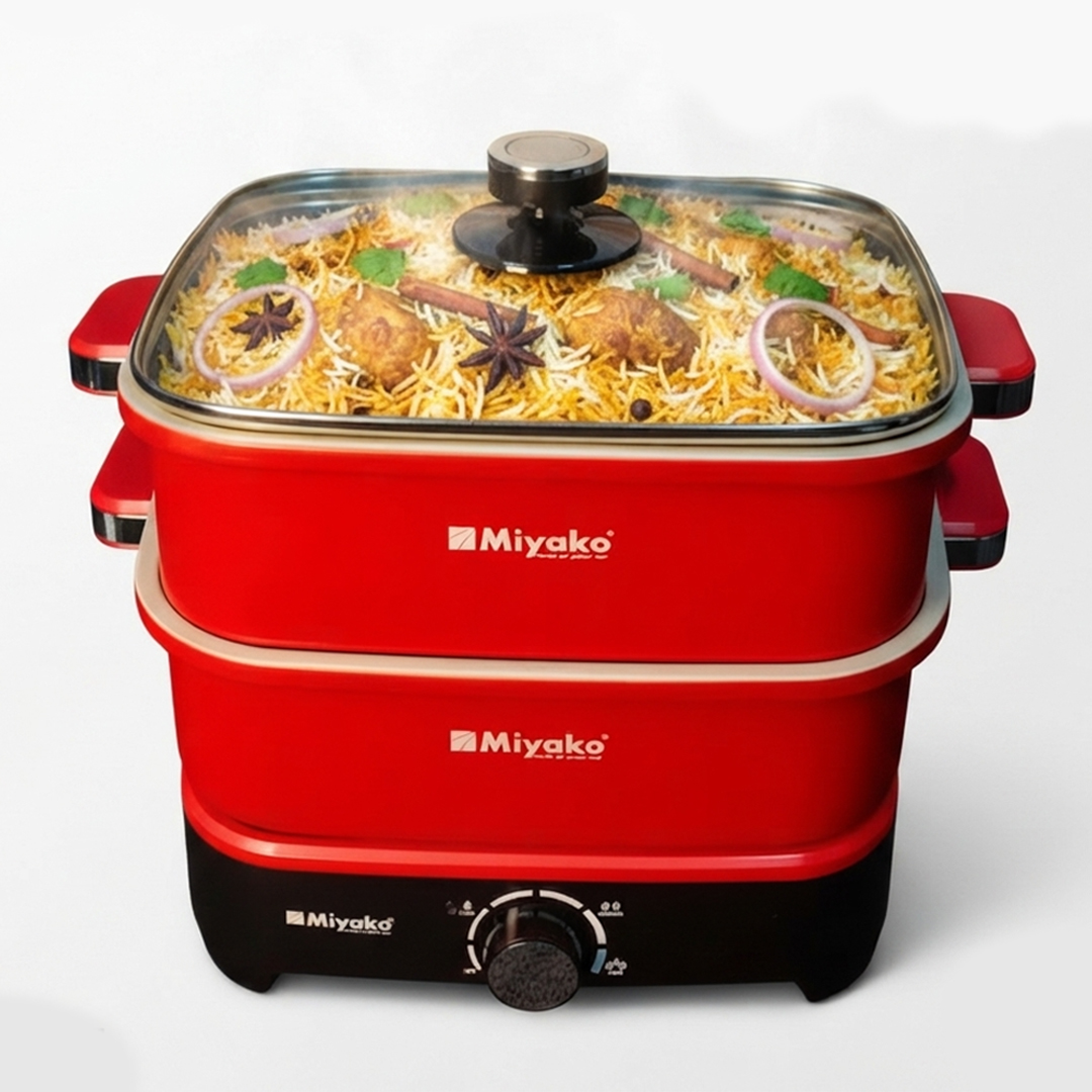 Miyako Premium Multifunctional Cooker Electric Curry Cooker Double Pot WIth Tempered Glass Lid-MC