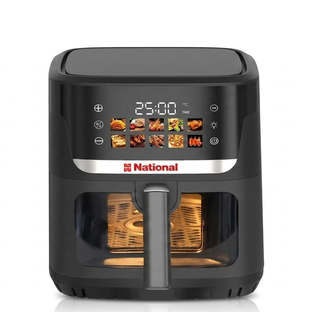 National  Inverter Air Fryer Double Heating Coil 8 Ltr  With Digital Display Monitor And Clear Glass Window View-MC/D-65AF